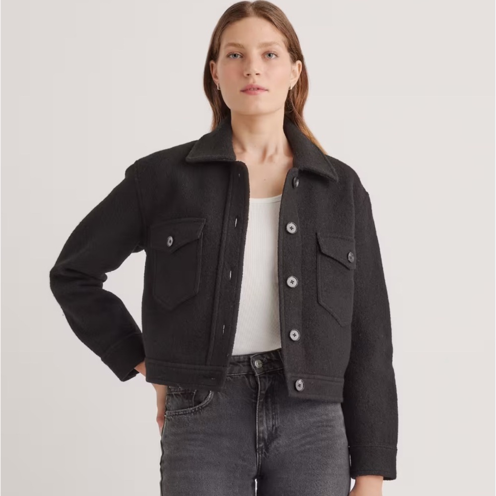 NWT Quince 100% Merino Wool Cropped Shirt Jacket